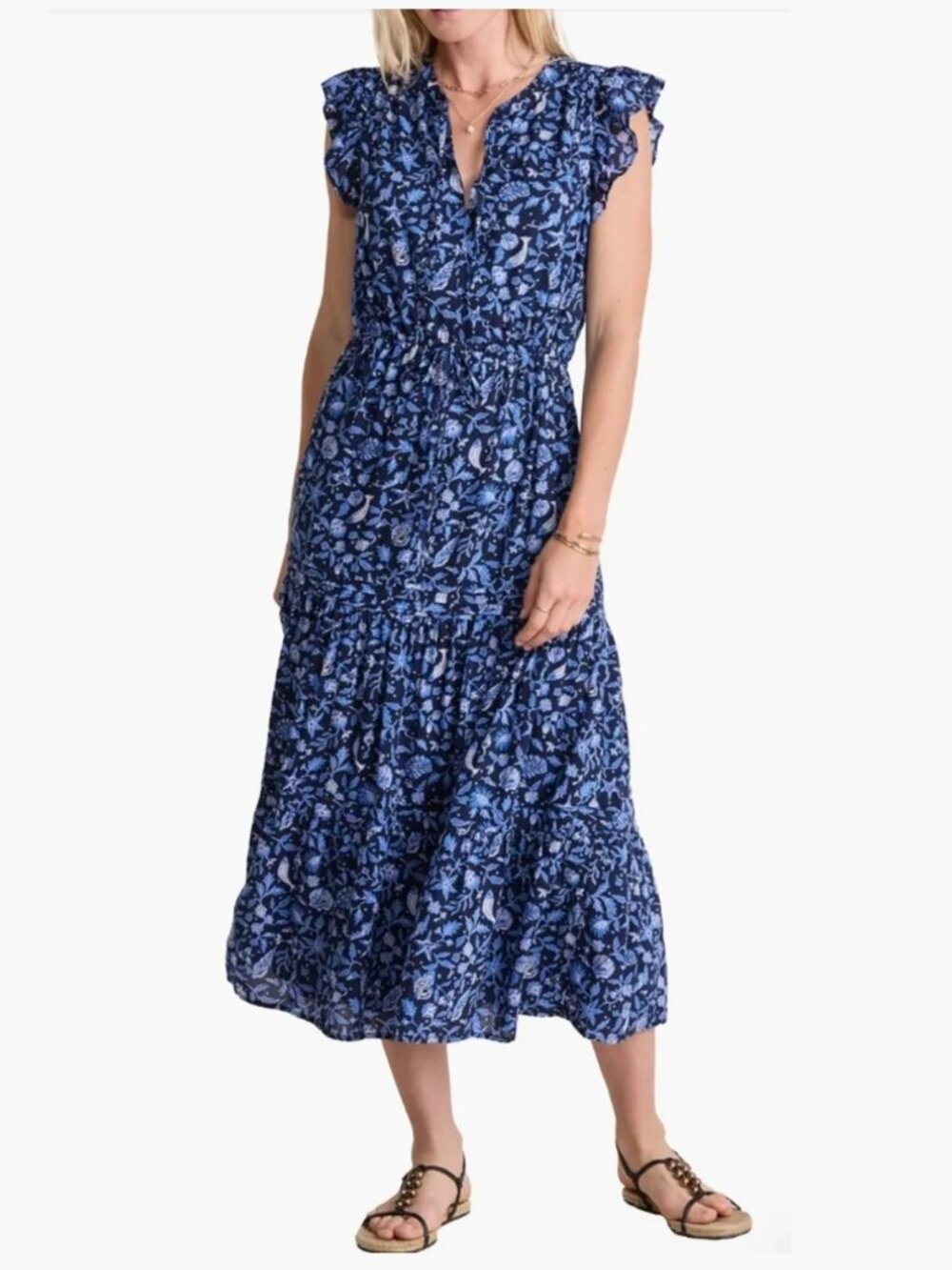 Vineyard Vines Abigail Navy and White Floral Dress XXS